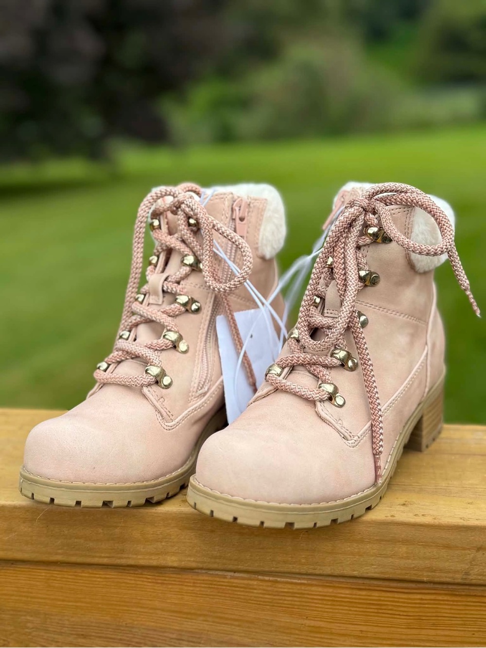 Report Blush Pink Lace-Up Ankle Boots